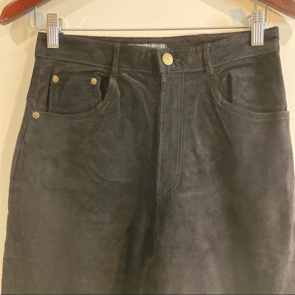 PERRY ELLIS AMERICA Sz 10 High Rise Suede Leather Pants - Picture 3 of 8